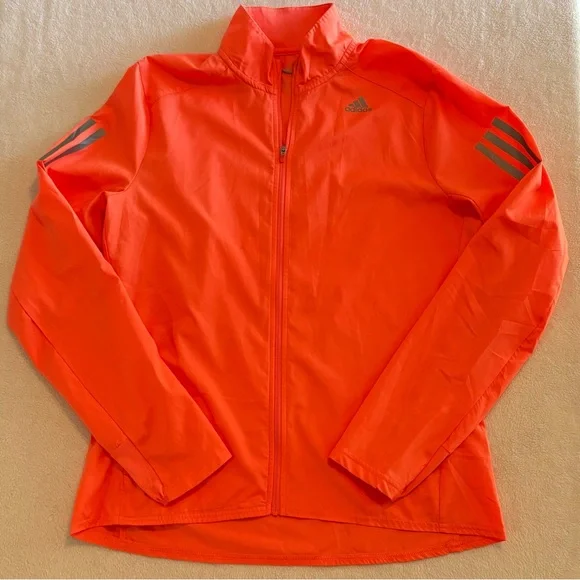 Adidas Running Vibrant Orange Track Jacket Windbreaker Rain Jacket ladies small - Picture 3 of 11